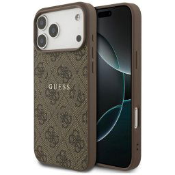 Husa Husa pentru iPhone 17 Pro - Guess 4G Ring Classic Logo MagSafe (GUHMP17LG4GFRW) - Brown