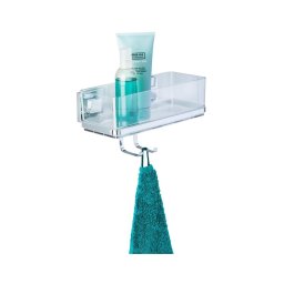 WENKO 22694100 - Poliță VACUUM-LOC QUADRO ED 25,5x15 cm argintiu/crom lucios/transparent