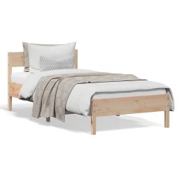 Cadru de Pat cu Suport Capatai Single pentru 1 Persoana, 90x190 cm, Lemn Masiv Pin Natur