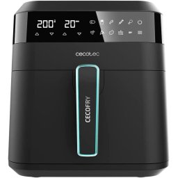 Friteuza cu aer cald, fara ulei Cecotec Cecofry Experience 6000, 1700W, 6L, Control tactil, 9 Programe Presetate, Negru