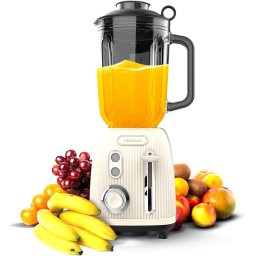 Blender Cecotec Power Black Titanium RetroBeige, 03885, 1200W, bol sticla 1.5L, Bej