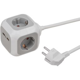 Prelungitor cub Brennestuhl, 2xUSB 2100 mA, 4 prize, indicator LED, cablu H05VV-F 3G1.5, 1.4m