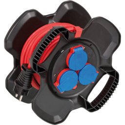 Prelungitor cu tambur pentru exterior Brennenstuhl X-Gum, 3 prize cu capac, protectie supraincalzire, IP44, cacblu AT-N05V3V3-F 3G1.5, 10m