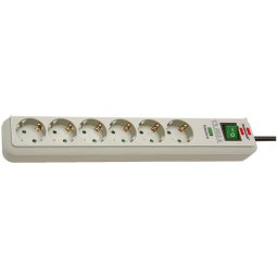 Prelungitor Brennenstuhl Eco-Line 6 prize, Protectie supratensiune, Intrerupator, 1.5m, Gri