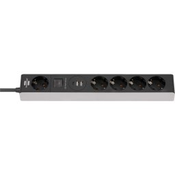 Prelungitor Brennenstuhl Premium-line, 5 prize, 2xUSB 2400 mA, Power Delivery USB-C 45W, 2.4A, buton On/Off, incarcare rapida, cablu 1.5m