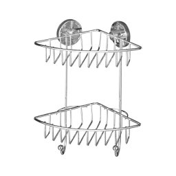 WENKO 20888100 - Raft de colț VACUUM-LOC, oțel rotund, 22,5 x 29,5 cm, crom lucios