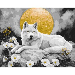 Set pictura pe numere, cu sasiu, Sub lumina lunii - extra culori metalizate, 40x50 cm