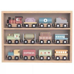 Tooky Toy: Set de tren magnetic. lemn - 12 piese