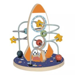 Tooky Toy: Pista de bile din lemn în formă de rachetă