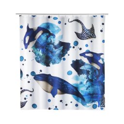 WENKO 25749100 - Perdea de duș AQUARIS, 180 x 200 cm, multicoloră