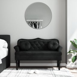 Bancheta cu perne, negru, 120,5x65x75 cm, catifea GartenMobel Dekor