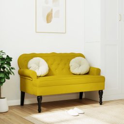 Bancheta cu spatar, galben, 119,5x64,5x75 cm, catifea GartenMobel Dekor