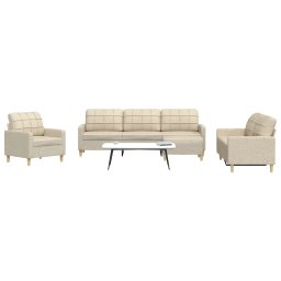 Set de canapele cu taburet, 4 piese, crem, textil GartenMobel Dekor
