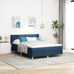 Pat cu Somiera cu Saltea Albastra 160x200 cm Material Textil GartenMobel Dekor