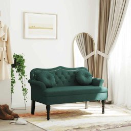 Bancheta cu perne, verde închis, 120,5x65x75 cm, catifea GartenMobel Dekor