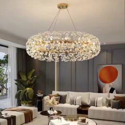 Candelabru Cristal SEGOVIA Magno 5x E14, Diametru 60cm, Auriu Lucios, Inaltime Reglabila ModernLight Concept