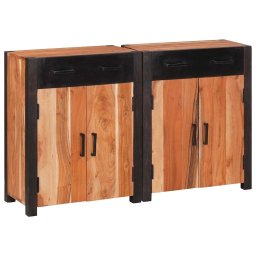 Bufet 2 pcs Maro 110 x 30 x 75 cm Lemn masiv de acacia GartenMobel Dekor