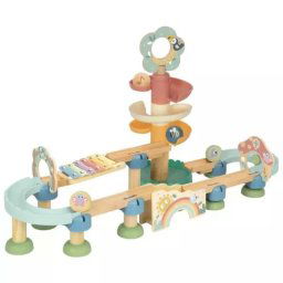 Tooky Toy: Set de construcție pistă cu bile curcubeu și clopoței
