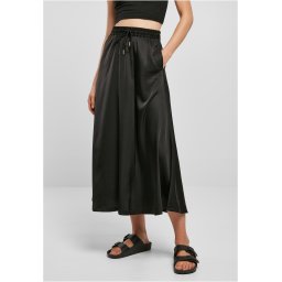 Women's satin midi skirt black