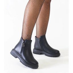 Gemre Botine negre cu un pandantiv decorativ pe platformă din eco-piele Melane.