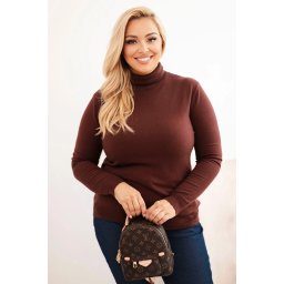 Kesi Włoski Plus Size women's sweater in a classic cut brown
