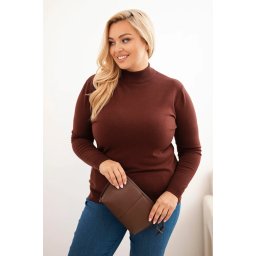 Kesi Włoski Women's Plus Size sweater made of viscose with a turtleneck brown