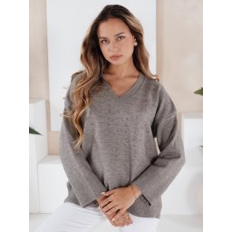 Pulover cu decolteu în V pentru femei VERALIA gri