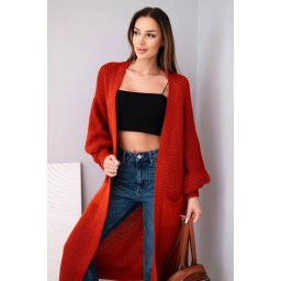Kesi Włoski Long cardigan sweater red
