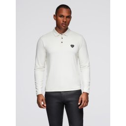 Ombre Long sleeve polo shirt with elegant branded buttons - cream