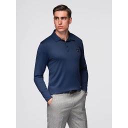 Ombre Polo long sleeve shirt with elegant branded buttons - navy blue