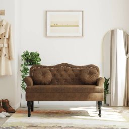 Bancheta cu perne, maro, 120,5x65x75 cm, piele întoarsa eco GartenMobel Dekor