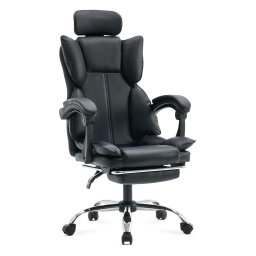 Scaun de birou tapiterie piele eco si suport de picioare OFF 4151 negru