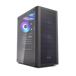 CARCASA PCCOOLER, Middle Tower, ATX, fara sursa, sticla securizata, 3 ventilatoare incluse, iluminare ARGB, negru, USB 3.2 gen 1 x 1, USB 2.0 x 2, mic, audio, MA100 MESH