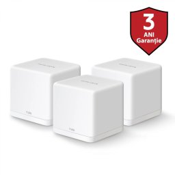 MESH MERCUSYS, wireless, router AC1300, pt interior, 1300 Mbps, port LAN si WAN Gigabit, 2.4 GHz 5 GHz, antena interna x 2, standard 802.11ac, Halo H30G(3-pack) (timbru verde 2.00 lei)