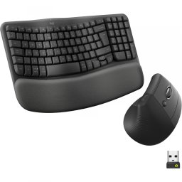 LOGITECH Wave Keys + Lift cablu fără tastatură și ergonomic mouse set US engleză negru