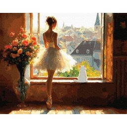 Set pictura pe numere, cu sasiu, Fereastra viselor, 40x50 cm