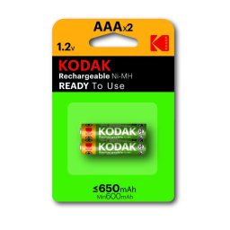 Kodak rechargeable Ni-MH AAA battery 650 mAh (2 pack)