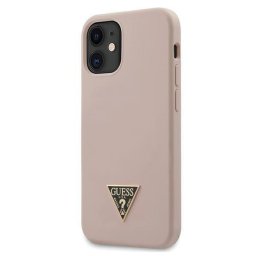 Husa hardcase Guess Silicone Triangle Logo pentru Apple iPhone 12 mini, culoare roz