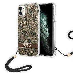 Husa Guess GUOHCN61H4STW iPhone 11 brown/brown hardcase 4G Print Strap