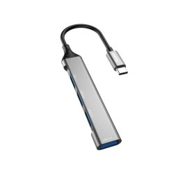 HUB 4in1 USB-C - 4x USB-A (3 x USB2.0 / USB3.0) 6.3cm black (A16T)