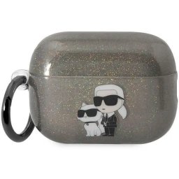 Husă Karl Lagerfeld Gliter Karl și Choupette pentru AirPods Pro 1/2 – Negru