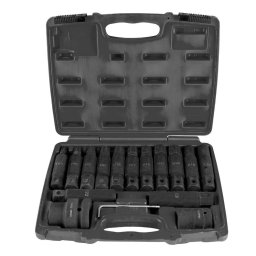 TRUSA DE 16 TUBULARE DE IMPACT Hex.: H17, H19, H22, H24 Torx : T60, T70, T80, T90, T100 E18, E20, E22, E24 Adap. 1" Adap. 3/4" Allen 4 mm