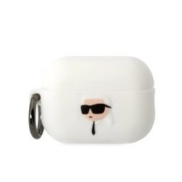 Husă Karl Lagerfeld Silicone Karl Head 3D pentru AirPods Pro 1/2 – Alb