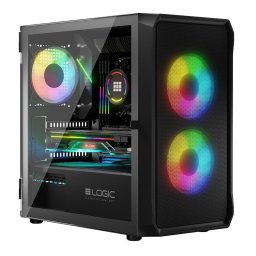 Carcasa Portos ARGB Mini, Mini Tower, Fara sursa, Micro ATX (uATX), Mini ITX, Negru
