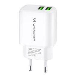 Incarcator de retea CUWCW 2,4A 2 x USB-A, alb, compact