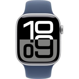 Smartwatch Watch 10 GPS + Cellular, Carcasa Silver Aluminium Case 46mm, sports strap Denim S/M