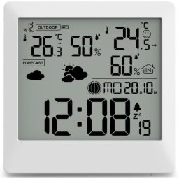 Statie Meteo Palawan, cu Senzor Exterior, termometru, higrometru, radio, Alb