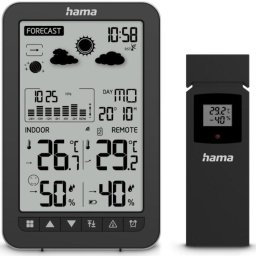 Statie Meteo Ko Samui, cu Senzor Exterior, radio, alarma, Negru