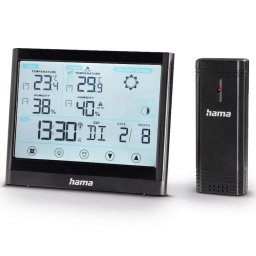 Statie Meteo Full Touch cu Senzor Exterior, digital, termometru, radio, Negru