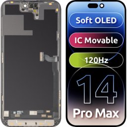 Piese si componente Display cu Touchscreen MP compatibil cu Apple iPhone 14 Pro Max, cu Rama, Versiune Soft OLED FHD 120Hz IC Movable, Negru